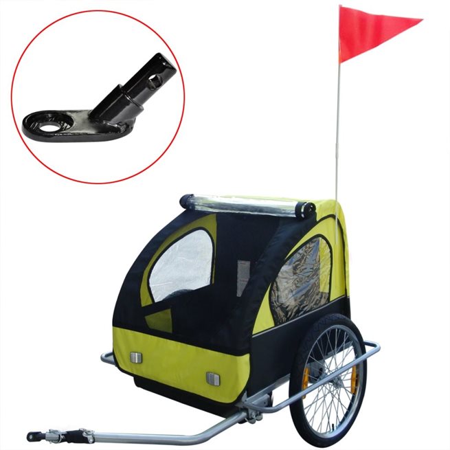 vidaXL Barncykelvagn med extra koppling gul 36 kg