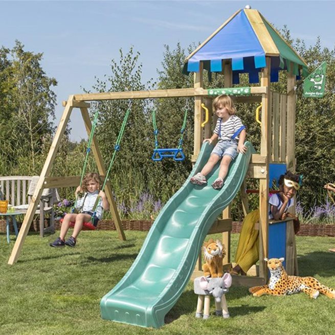 Jungle Gym Cirque Gungställning, 2 Gungor,Grön Rutschkana