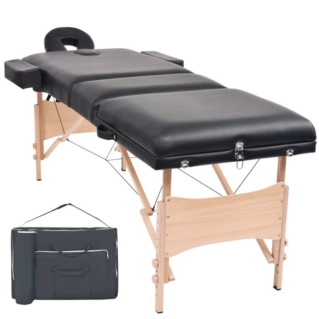 vidaXL Hopfällbar massagebänk 3 sektioner 10 cm tjock svart