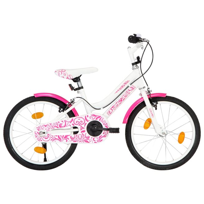 vidaXL Barncykel 18 tum rosa och vit