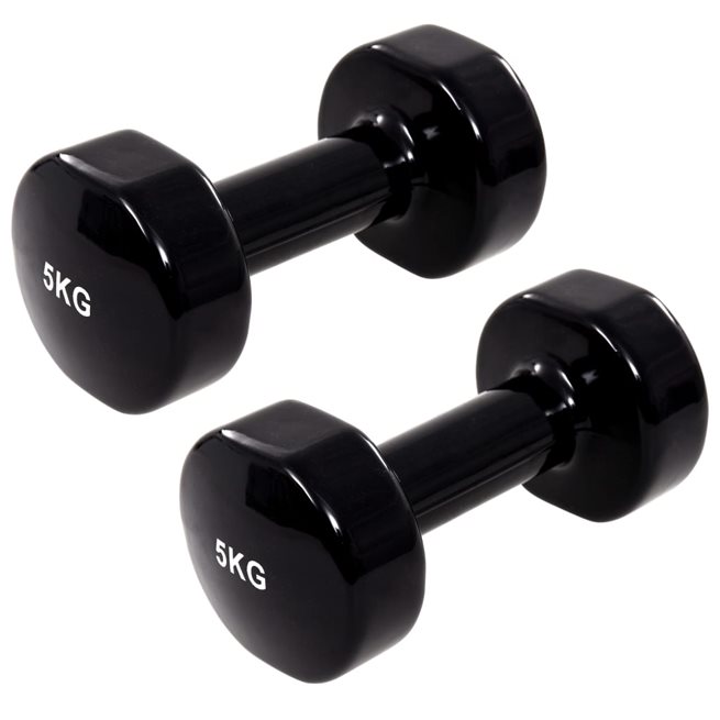 vidaXL Hantlar 2 st 10 kg gjutjärn svart