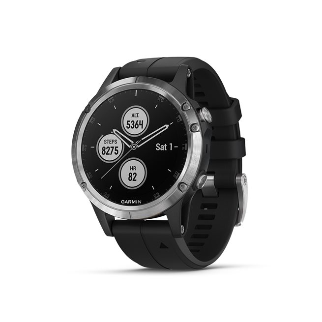 Garmin Fenix® 5 Plus, Silver/Svart, Pulsklocka