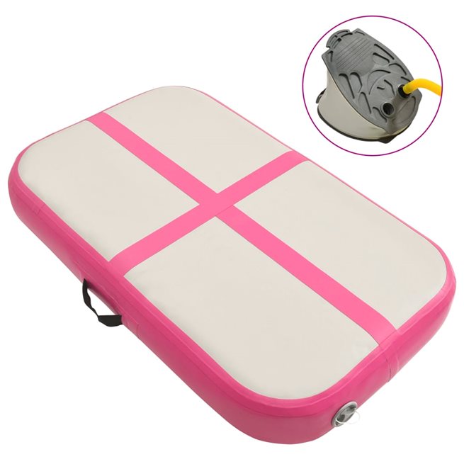 vidaXL Uppblåsbar gymnastikmatta med pump 60x100x10 cm PVC rosa