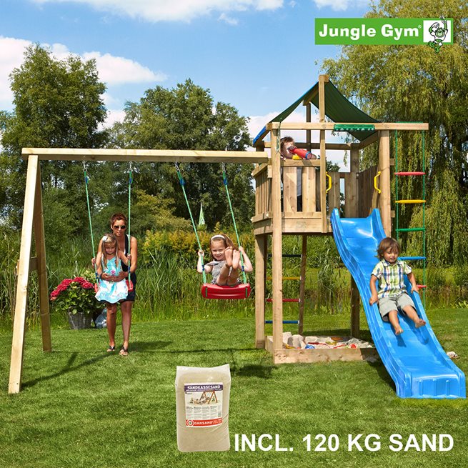 Jungle Gym Lodge lektorn komplett inkl. Swing 120 kg, Klätterställning