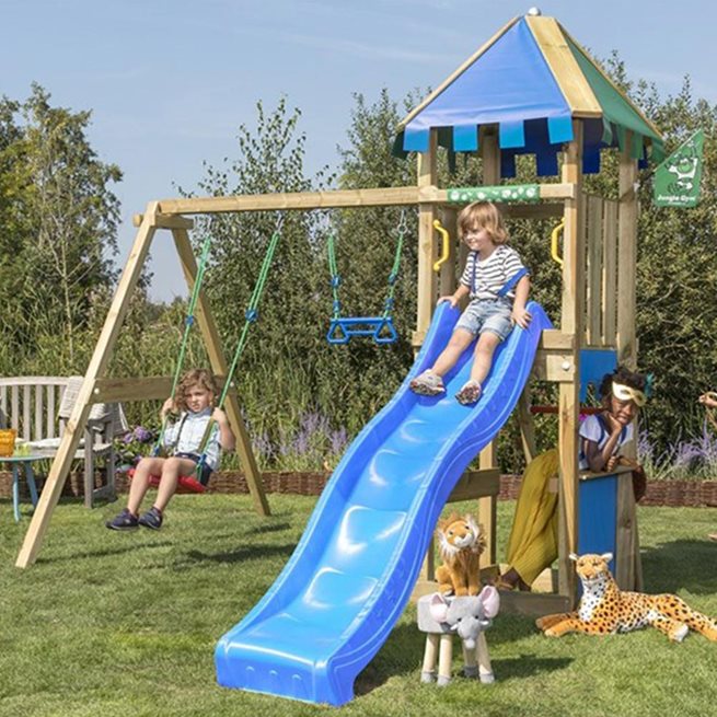 Jungle Gym Cirque Gungställning, 2 Gungor,Blå Rutschkana