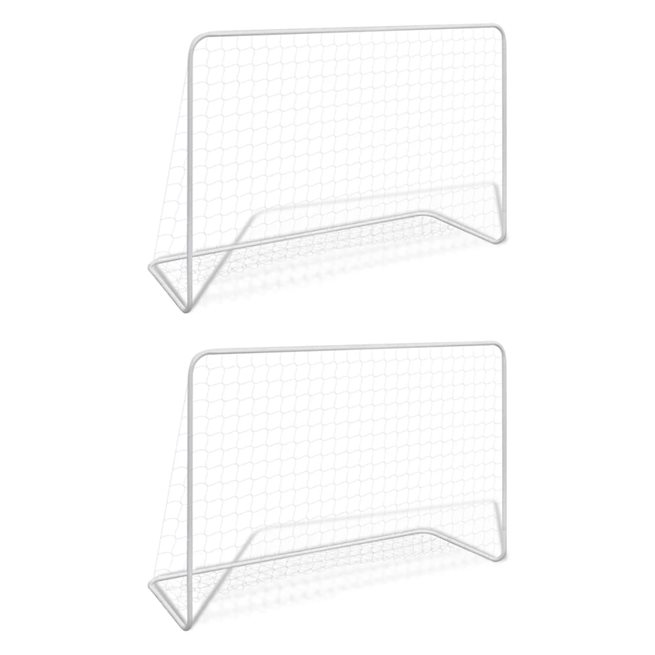 vidaXL Fotbollsmål 2 st med nät 182x61x122 cm stål vit