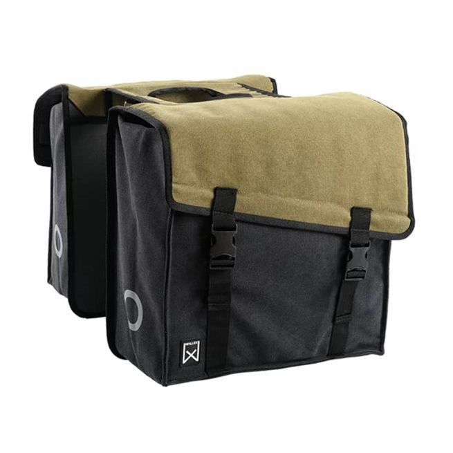 vidaXL Dubbel cykelväska 101 canvas 38L grön och svart
