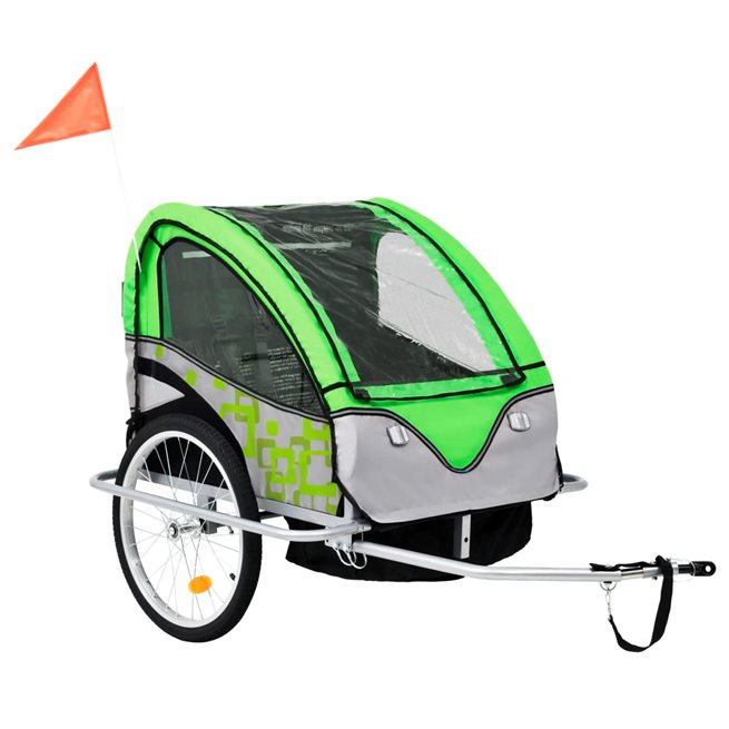 vidaXL 2-i-1 Barncykelvagn & gåvagn grön och grå