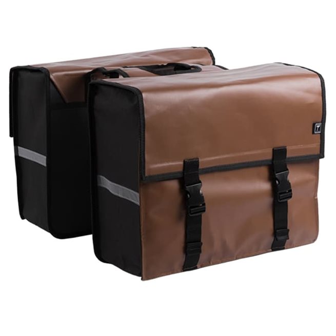 vidaXL Dubbel cykelväska presenning 46 L brun