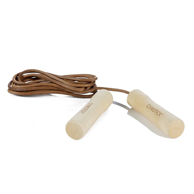 Gymstick Leather Jump Rope - Wood, Hopprep