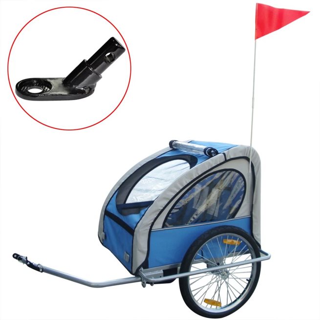 vidaXL Barncykelvagn med extra koppling blå 36 kg