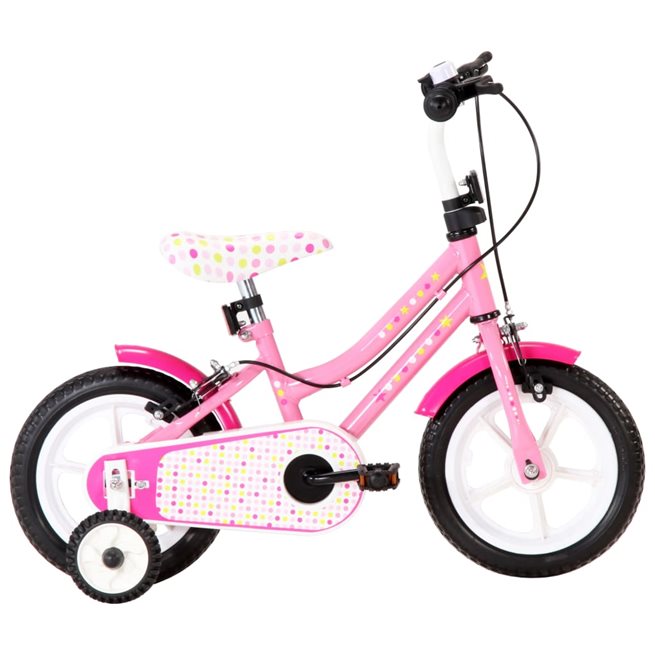vidaXL Barncykel 12 tum vit och rosa