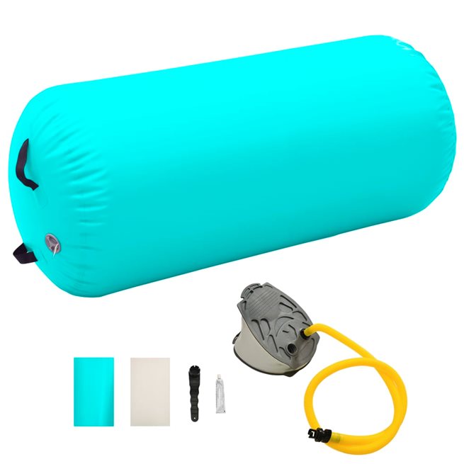 vidaXL Uppblåsbar gymnastikrulle med pump 120x90 cm PVC grön
