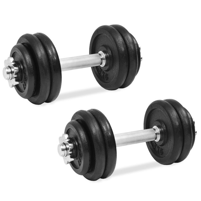 vidaXL Hantelset 18 delar 30 kg gjutjärn