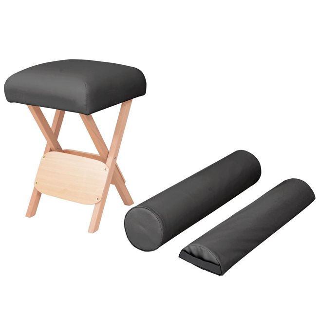 vidaXL Hopfällbar massagepall 12 cm tjock sits och 2 bolster svart