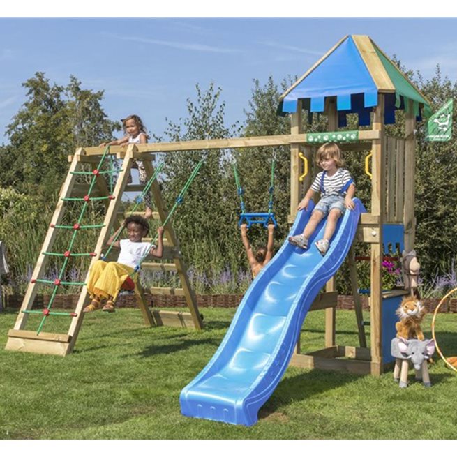 Jungle Gym Cirque Klätterställning, 2 Gungor,Blå Rutschkana