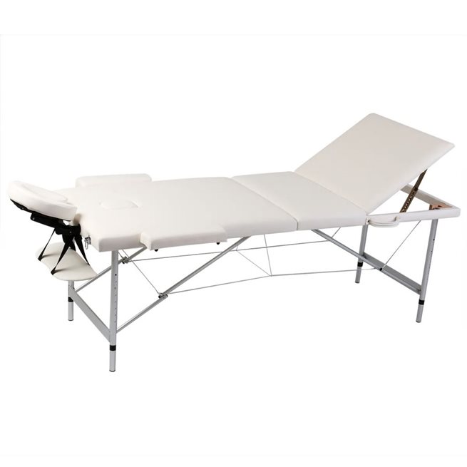vidaXL Hopfällbar massagebänk med 3 sektioner aluminiumram gräddvit
