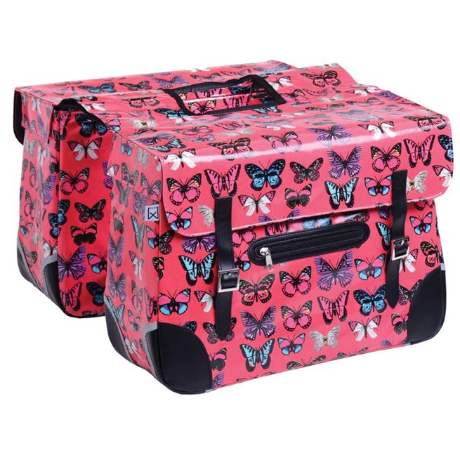 vidaXL Cykelväskor 33 l rosa fjärilar