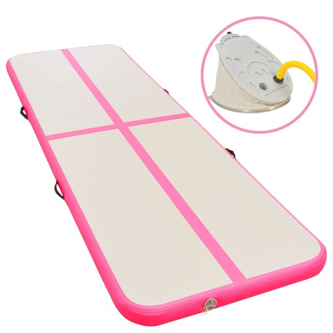 vidaXL Uppblåsbar gymnastikmatta med pump 300x100x10 cm PVC rosa