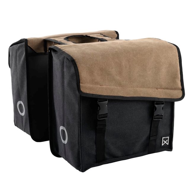 vidaXL Dubbel cykelväska 101 canvas 30L brun och svart