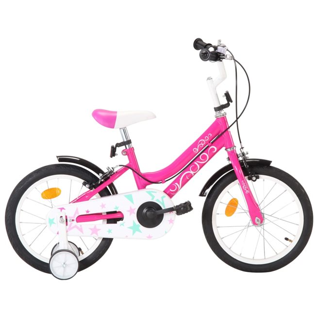vidaXL Barncykel 16 tum svart och rosa