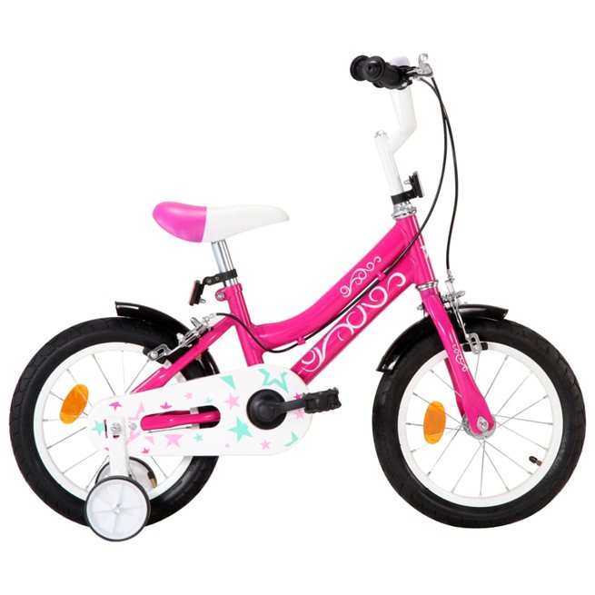vidaXL Barncykel 14 tum svart och rosa