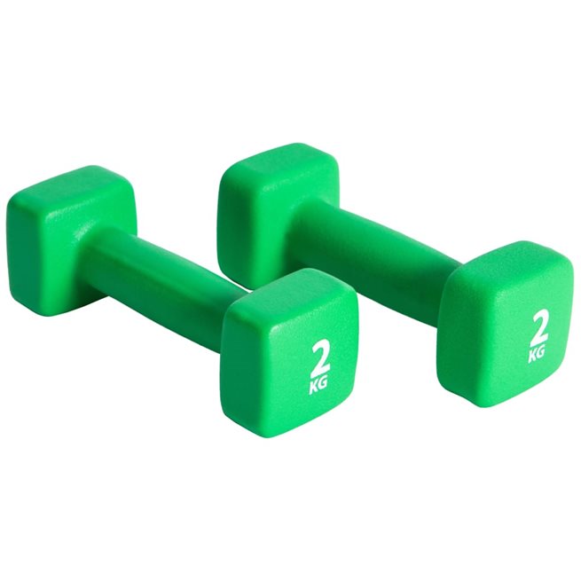 vidaXL Hantelset 2x2 kg neopren grön