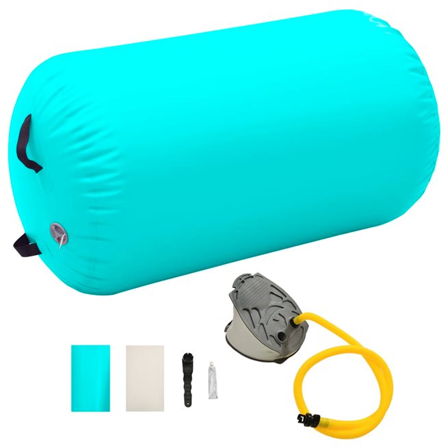vidaXL Uppblåsbar gymnastikrulle med pump 100x60 cm PVC grön