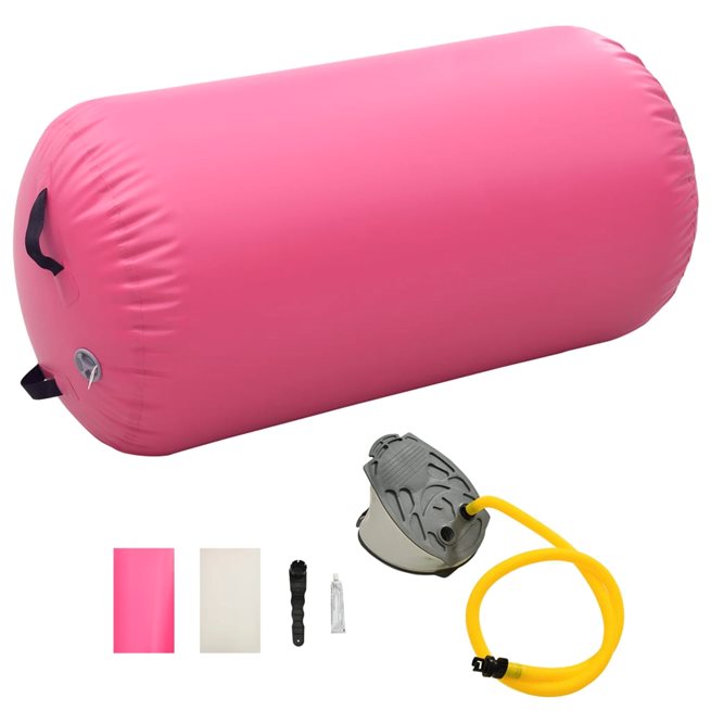 vidaXL Uppblåsbar gymnastikrulle med pump 120x90 cm PVC rosa
