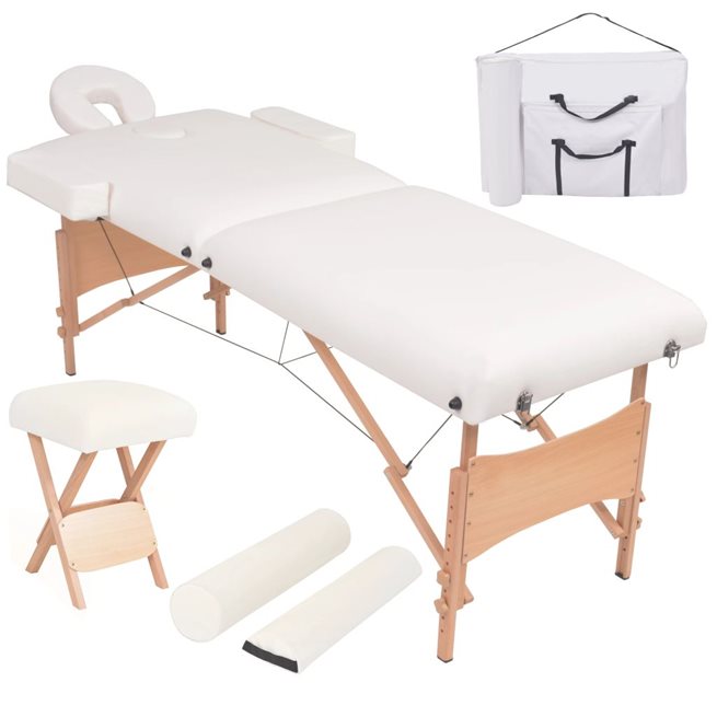 vidaXL Hopfällbar massagebänk 2 sektioner och pall set 10 cm tjock