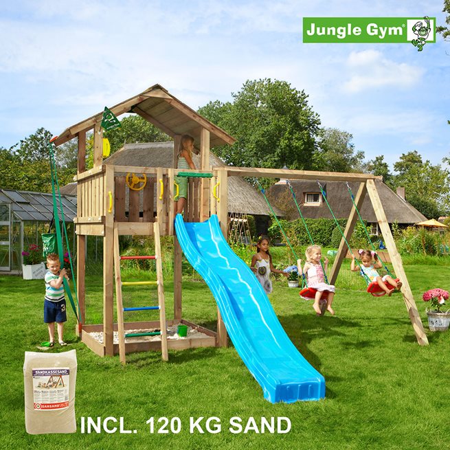 Jungle Gym Chalet lektorn komplett inkl. Swing, Klätterställning
