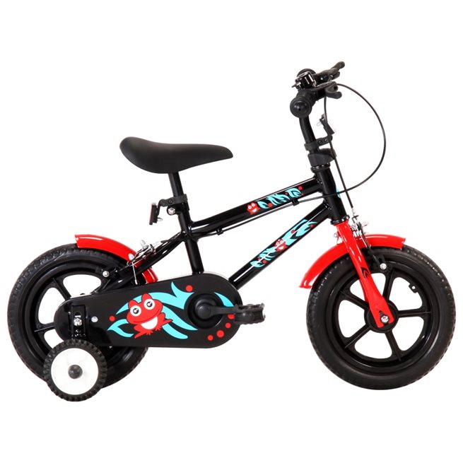 vidaXL Barncykel 12 tum svart och röd