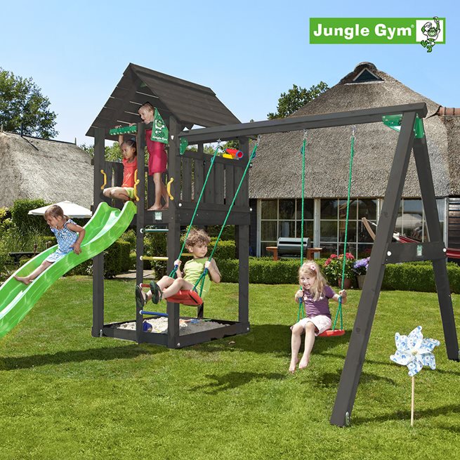 Jungle Gym Cabin lektorn komplett inkl. swing, Klätterställning