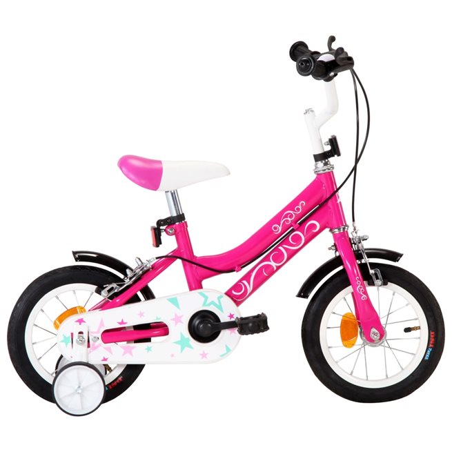 vidaXL Barncykel 12 tum svart och rosa