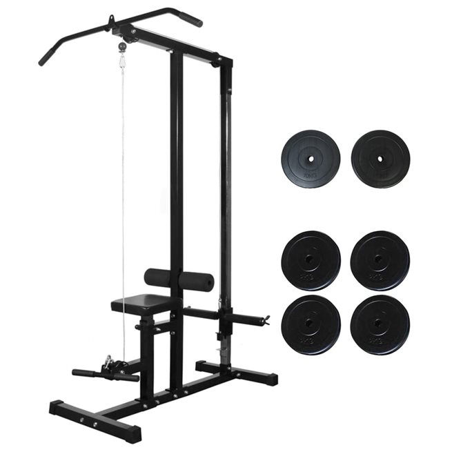 vidaXL Power Tower med viktskivor 40 kg