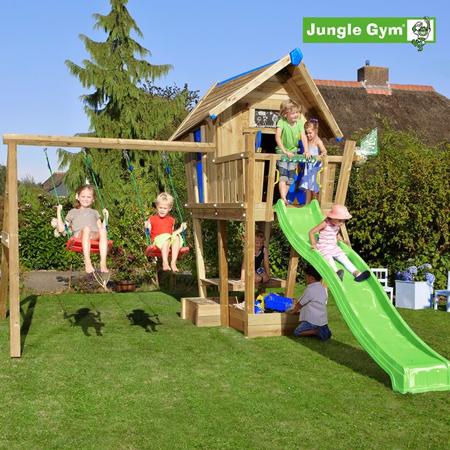 Jungle Gym Crazy Playhousetorn komplett inkl. Swing, Klätterställning