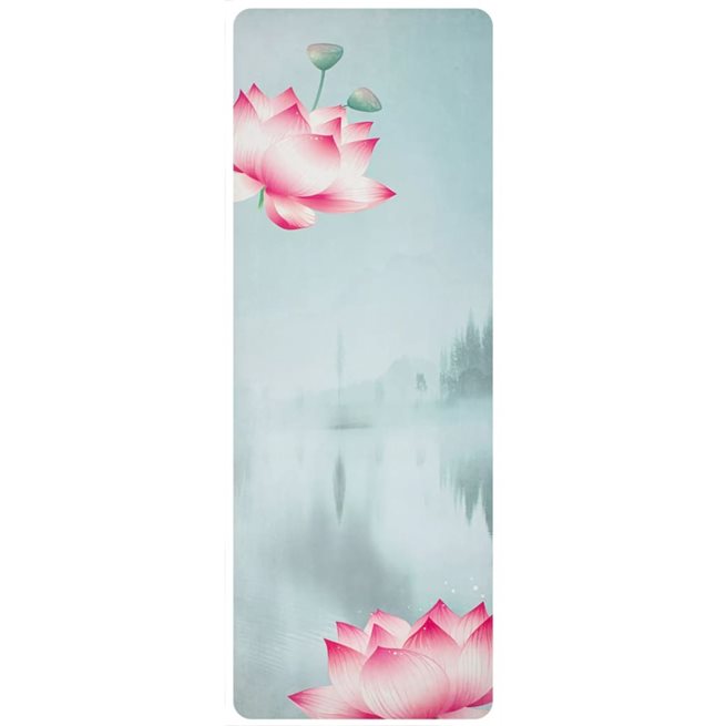 vidaXL Yogamatta mikrofiber mocka med tryck grön