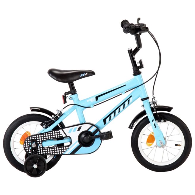 vidaXL Barncykel 12 tum svart och blå